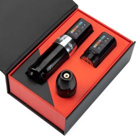Tattoo Wireless Pen 2400 MA Large Capacity Tattoo Dual Battery Pen Tattoo Machine Cutting Line Tattoo All-in-one Machine (Option: Black Silver Hoop)